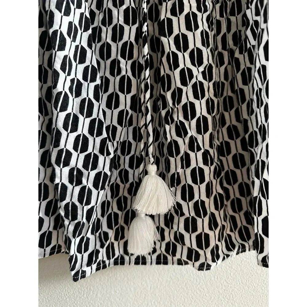 Kate Spade Arrow Black And White Off The Shoulder Peasant Top Size XS Boho